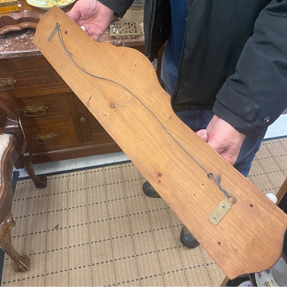 Vintage Wood 6 Peg Coat Hat Purse Wall Rack Holder with Ceramic Knobs - Picture 8 of 9